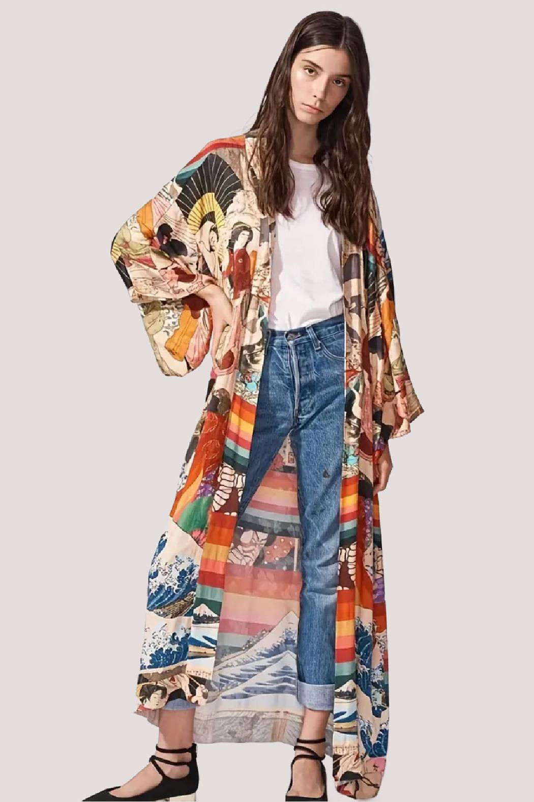 Printed Belted Beach Kimono Product Image