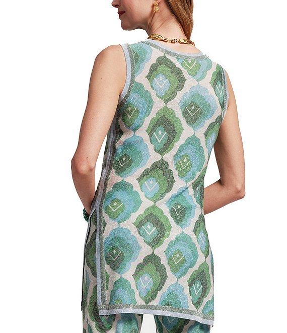 FRANCES VALENTINE Robbie Graphic Leaf Print Scoop Neck Sleeveless Coordinating Top Product Image