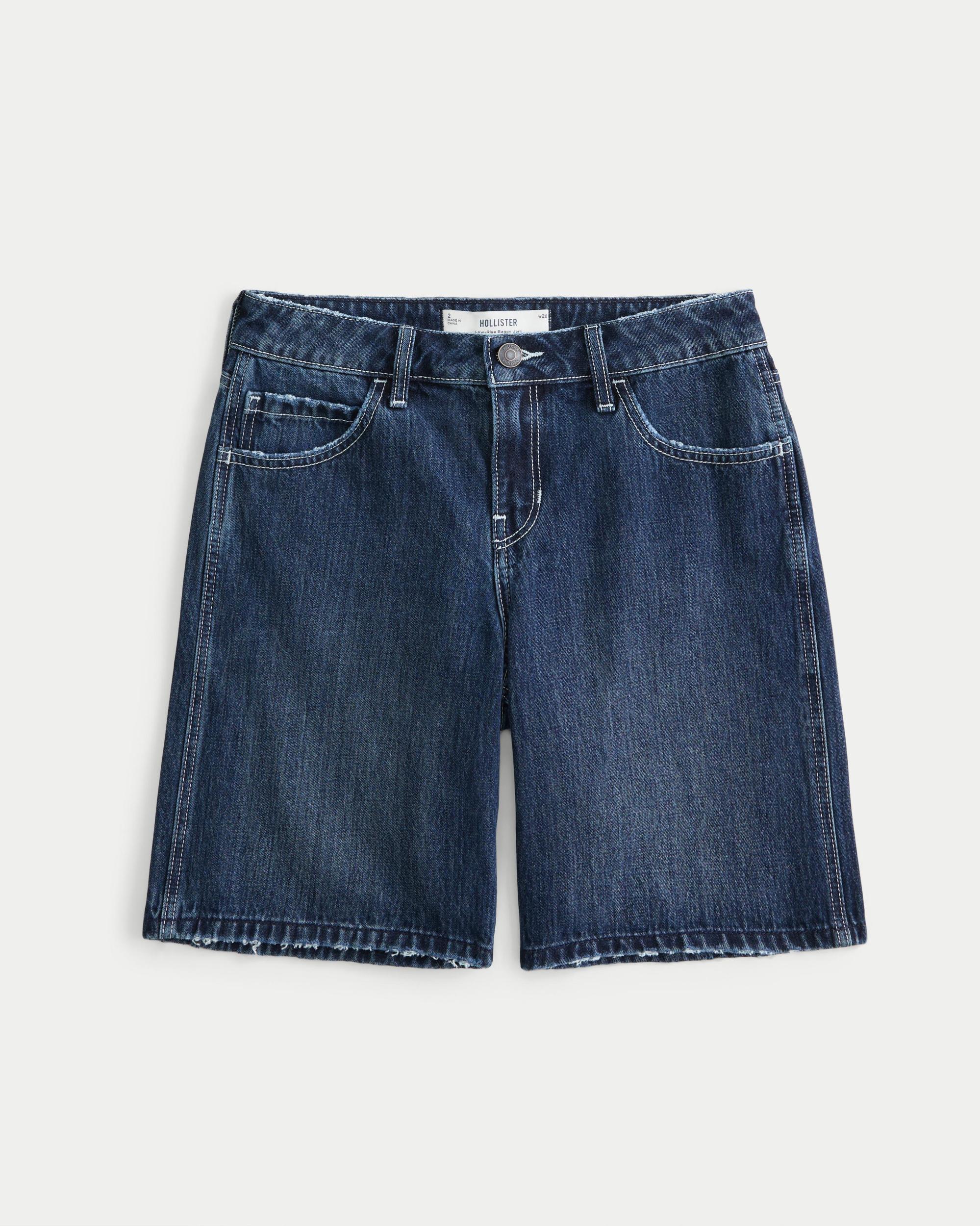 Low-Rise Washed Black Baggy Jort Product Image