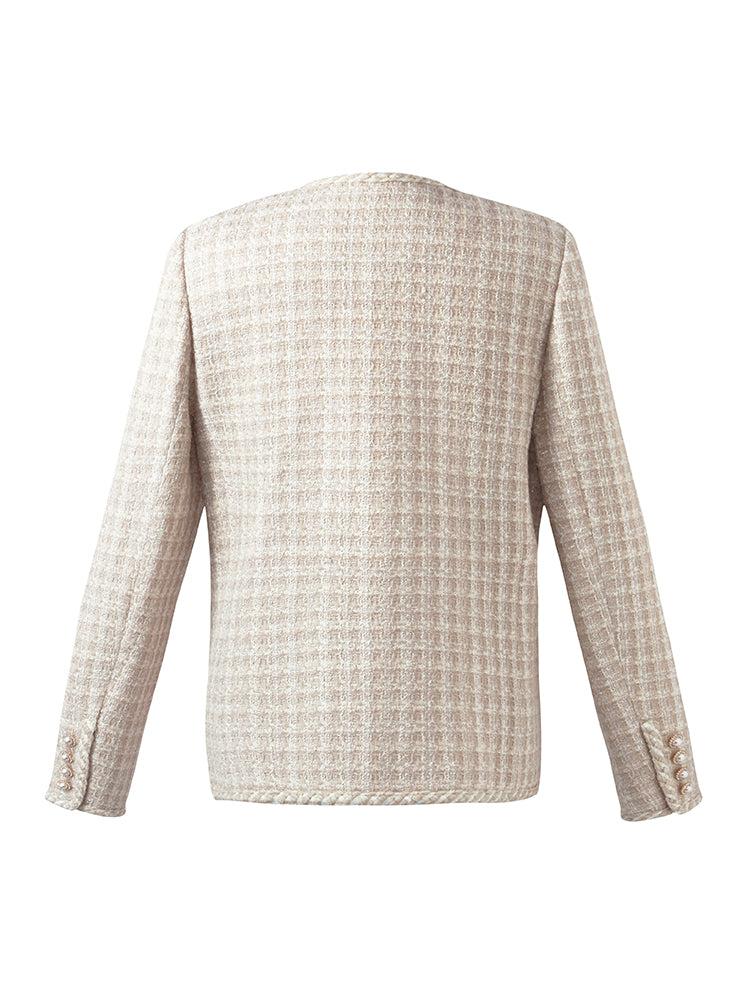 Wool Blend Tweed Single-Breasted Women Jacket Product Image