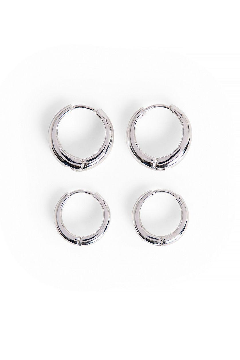 2-Pack Silver Plated Basic Chubby Hoops Product Image
