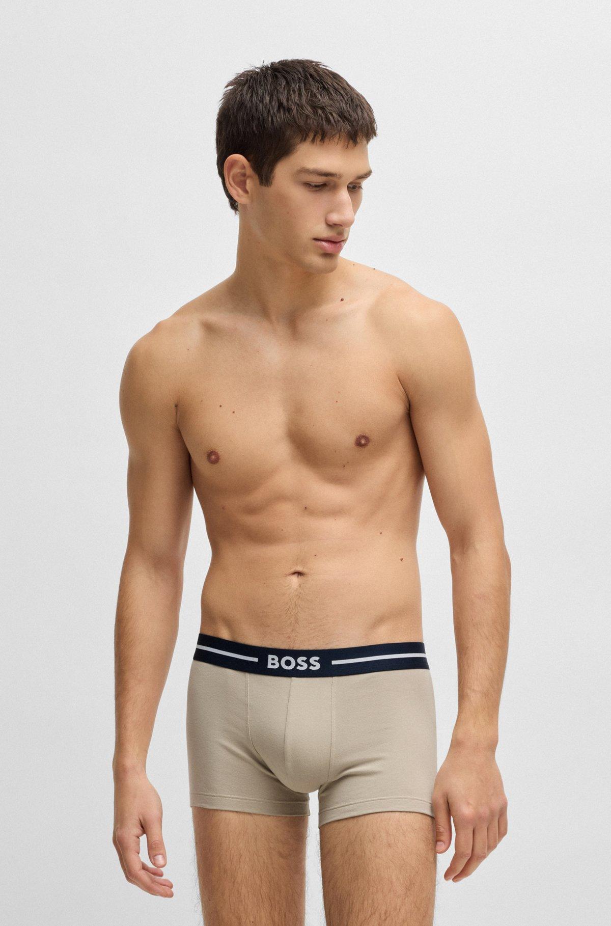 Three-pack of stretch-cotton trunks with logo waistbands Product Image