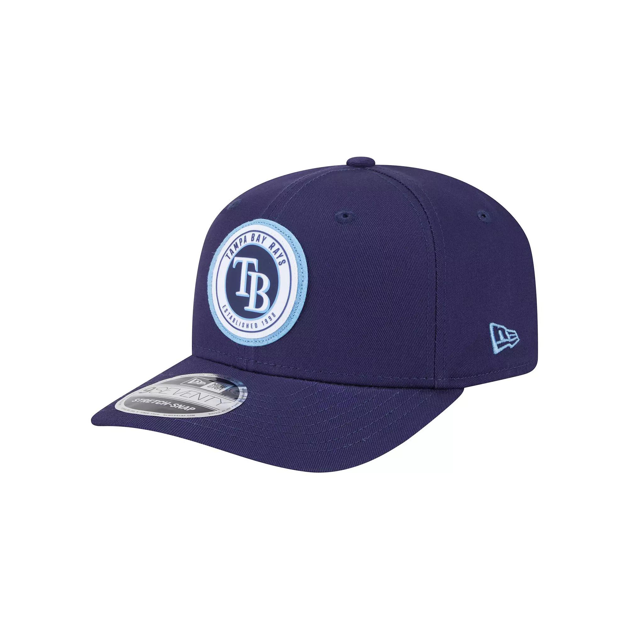 Men's New Era Navy Tampa Bay Rays Circle Patch 9SEVENTY Stretch-Snap Hat, Blue Product Image