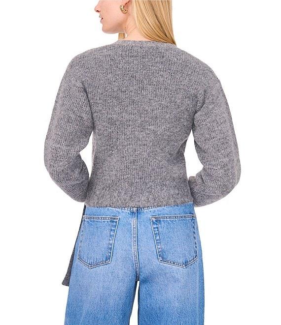 1. STATE Knit V-Neck Long Sleeve Surplice Wrap Belt Sweater Product Image