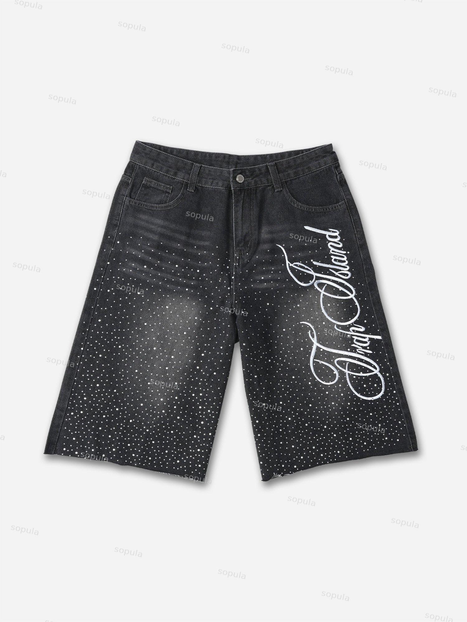 Vintage Washed High Street Jorts Distressed Denim Shorts Product Image