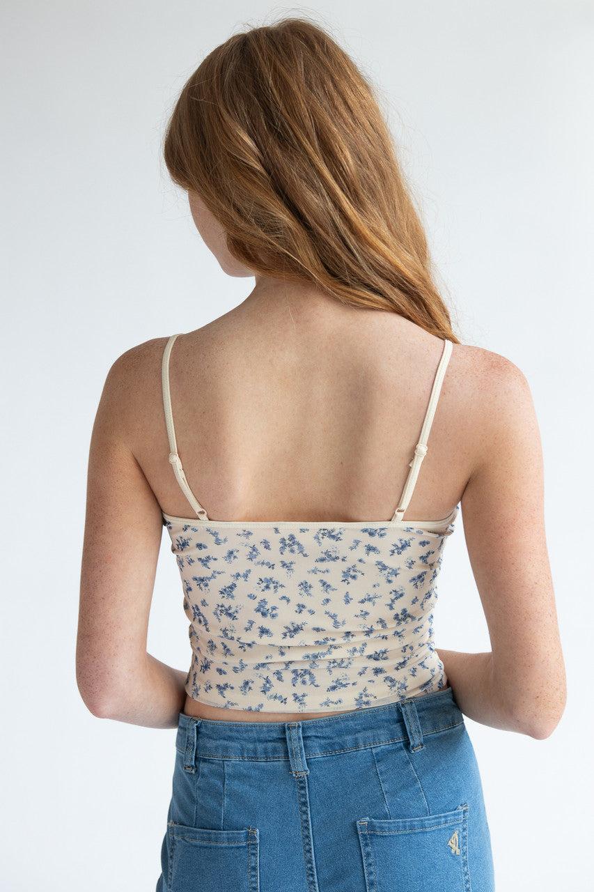 Lace Trim Bow Mesh Tank Top Product Image