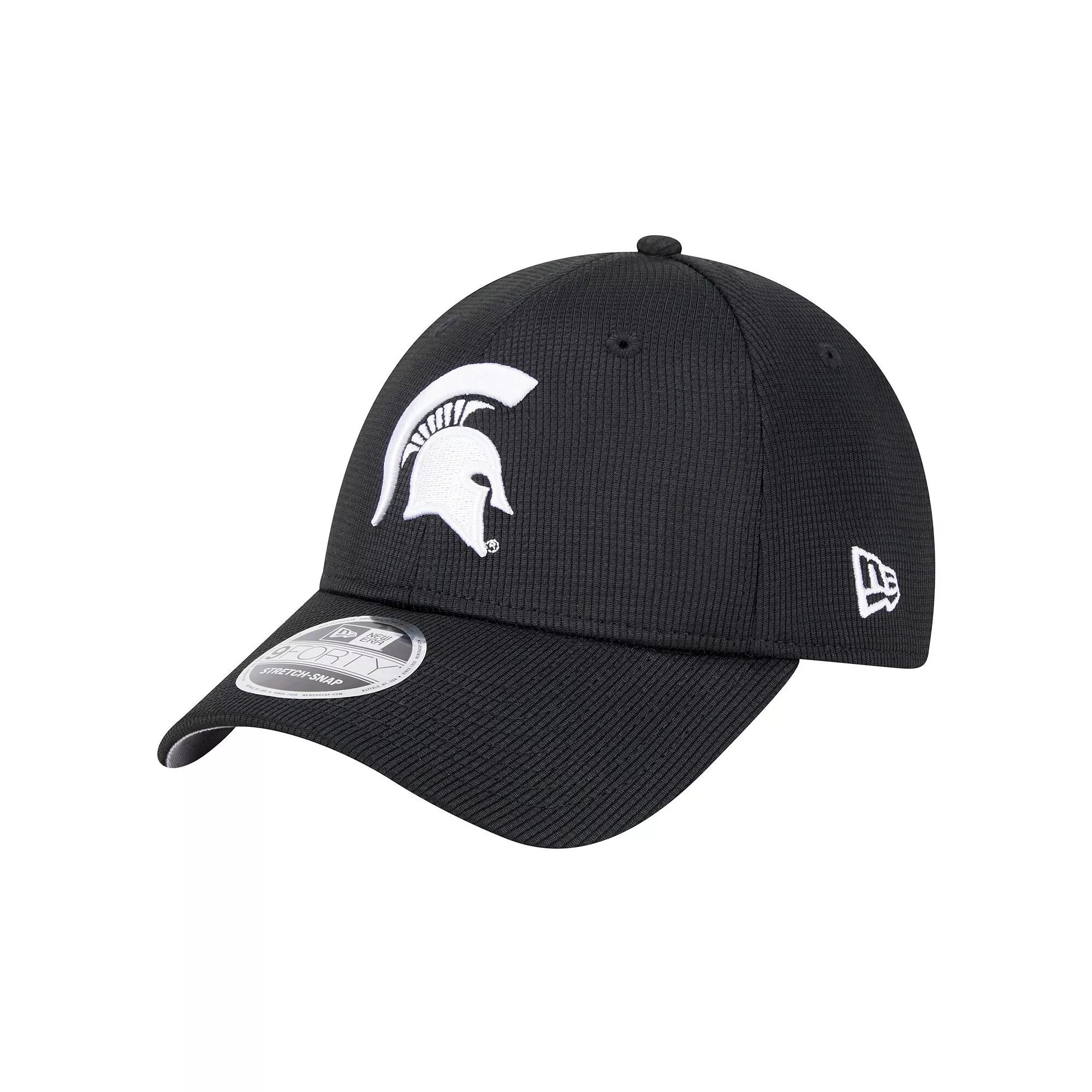 Men's New Era Black Michigan State Spartans Pivot 9FORTY Stretch-Snap Adjustable Hat Product Image