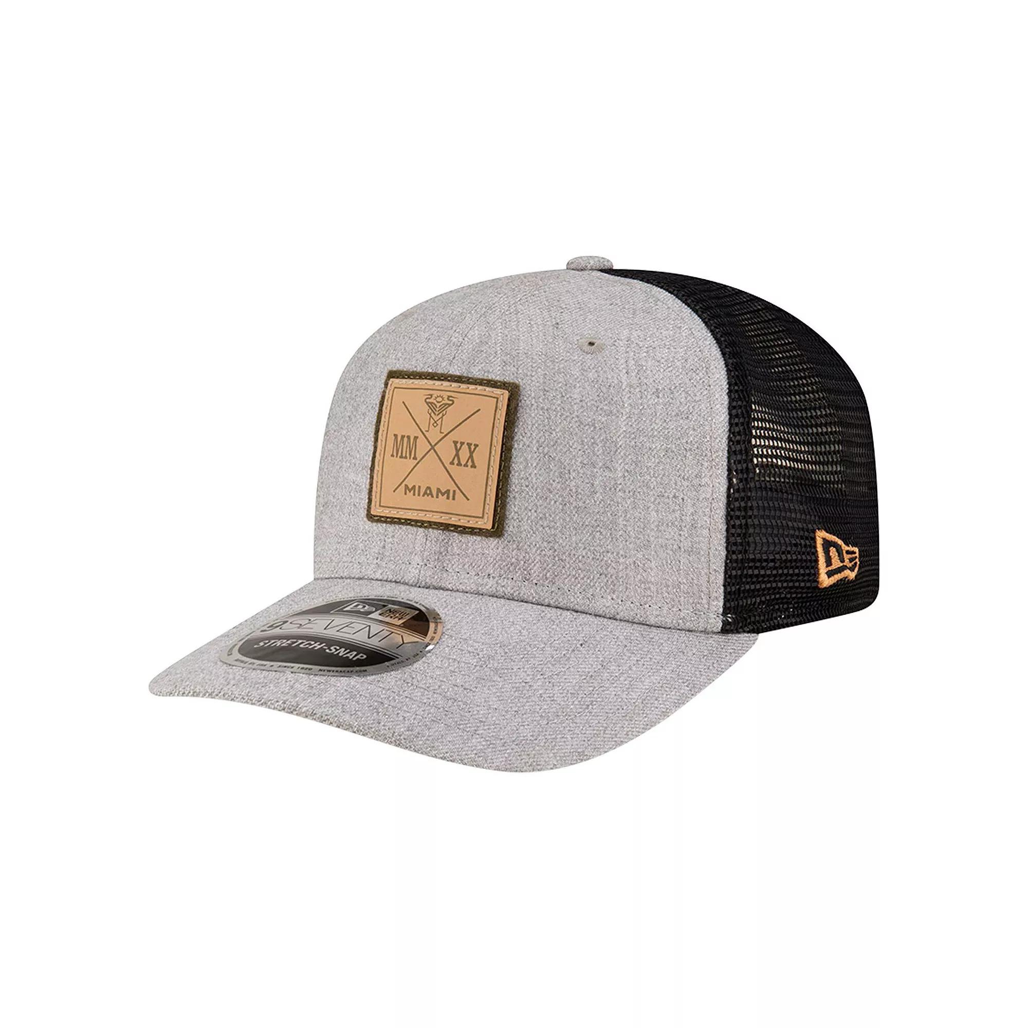 Men's New Era Heather Gray Inter Miami CF 9SEVENTY COOLERA Stretch-Snap Adjustable Hat, Mls Grey Product Image