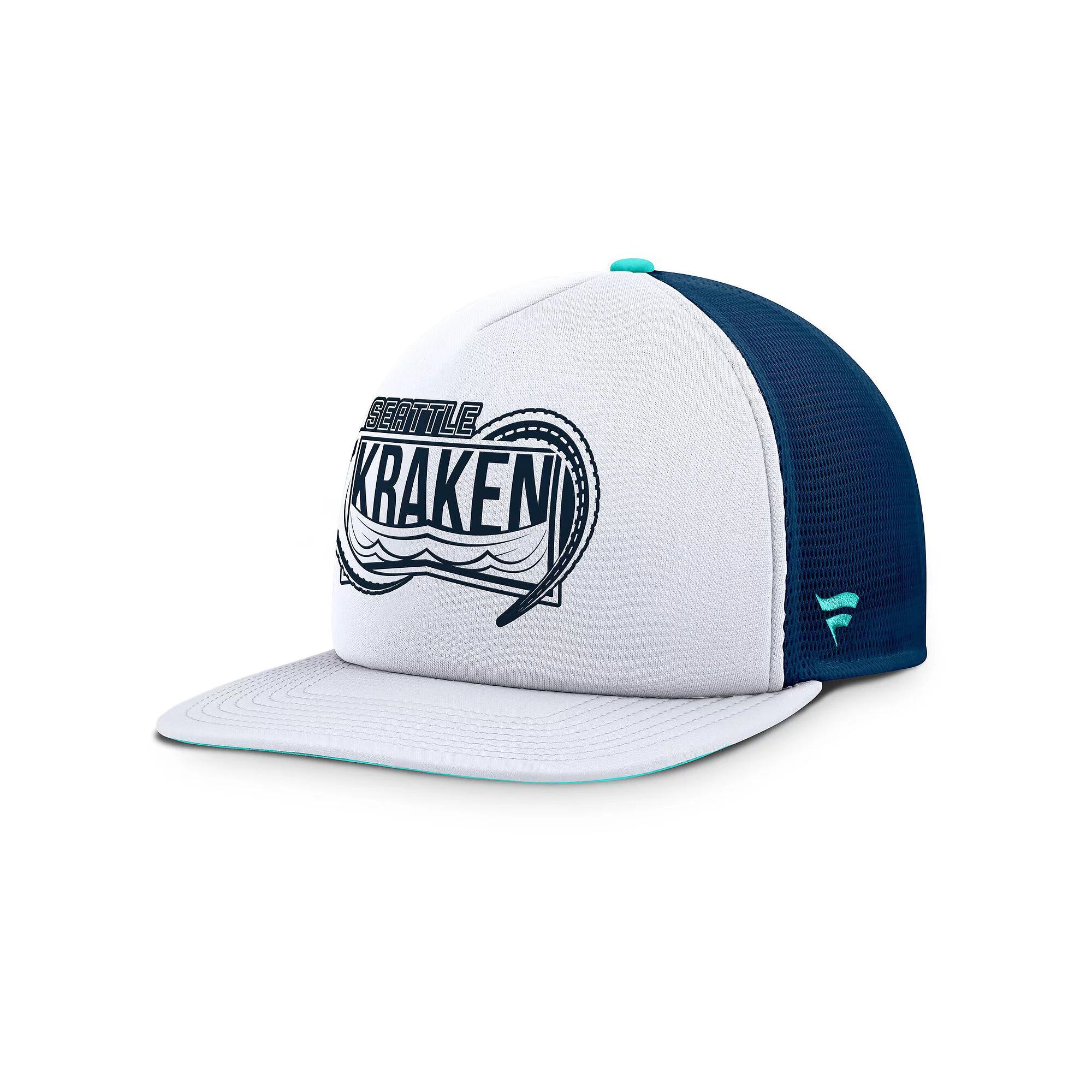 Men's Fanatics White/Deep Sea Blue Seattle Kraken Authentic Pro Hometown Rink Foam Trucker Snapback Hat, Krk White Product Image