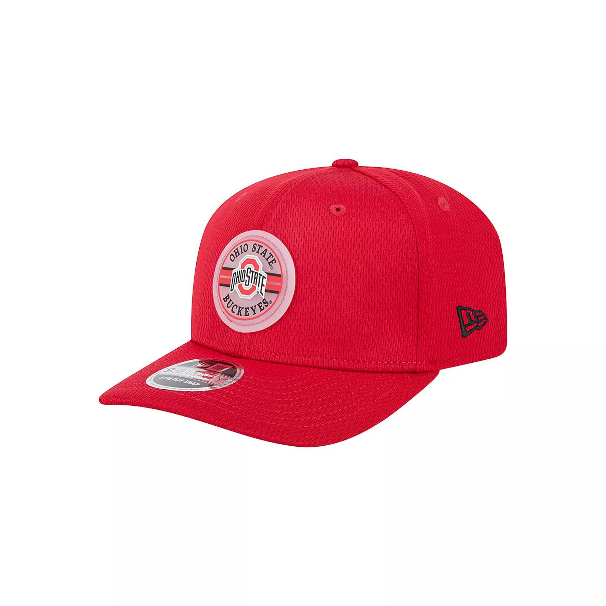 Men's New Era Scarlet Ohio State Buckeyes Patched 9SEVENTY Stretch-Snap Adjustable Hat, Red Product Image