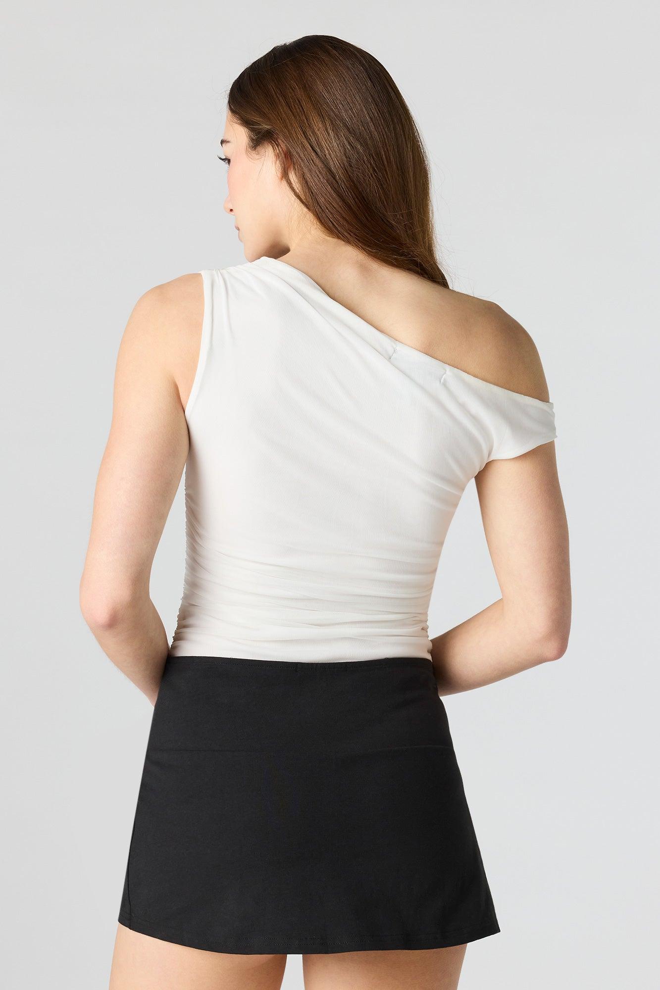 Mesh Metal Cuff One Shoulder Bodysuit Female Product Image