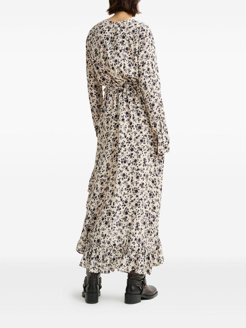 floral-print ruffled asymmetrical dress Product Image