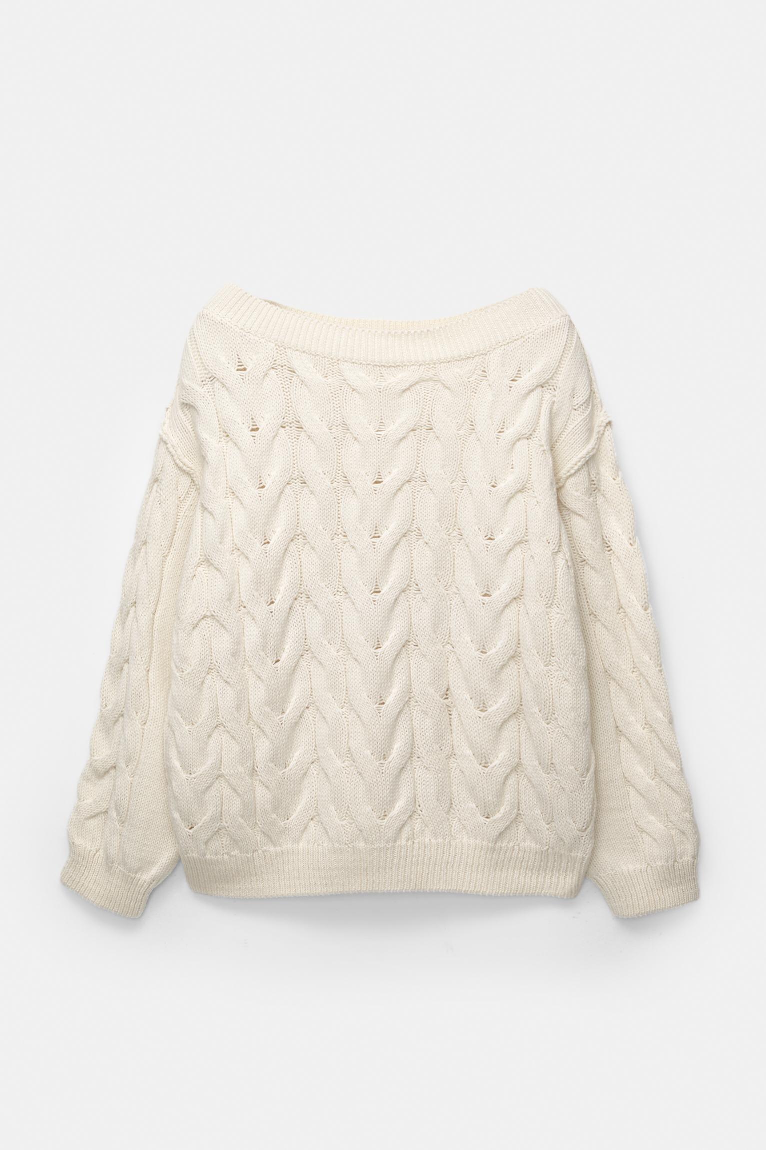 Asymmetric cable-knit sweater Product Image