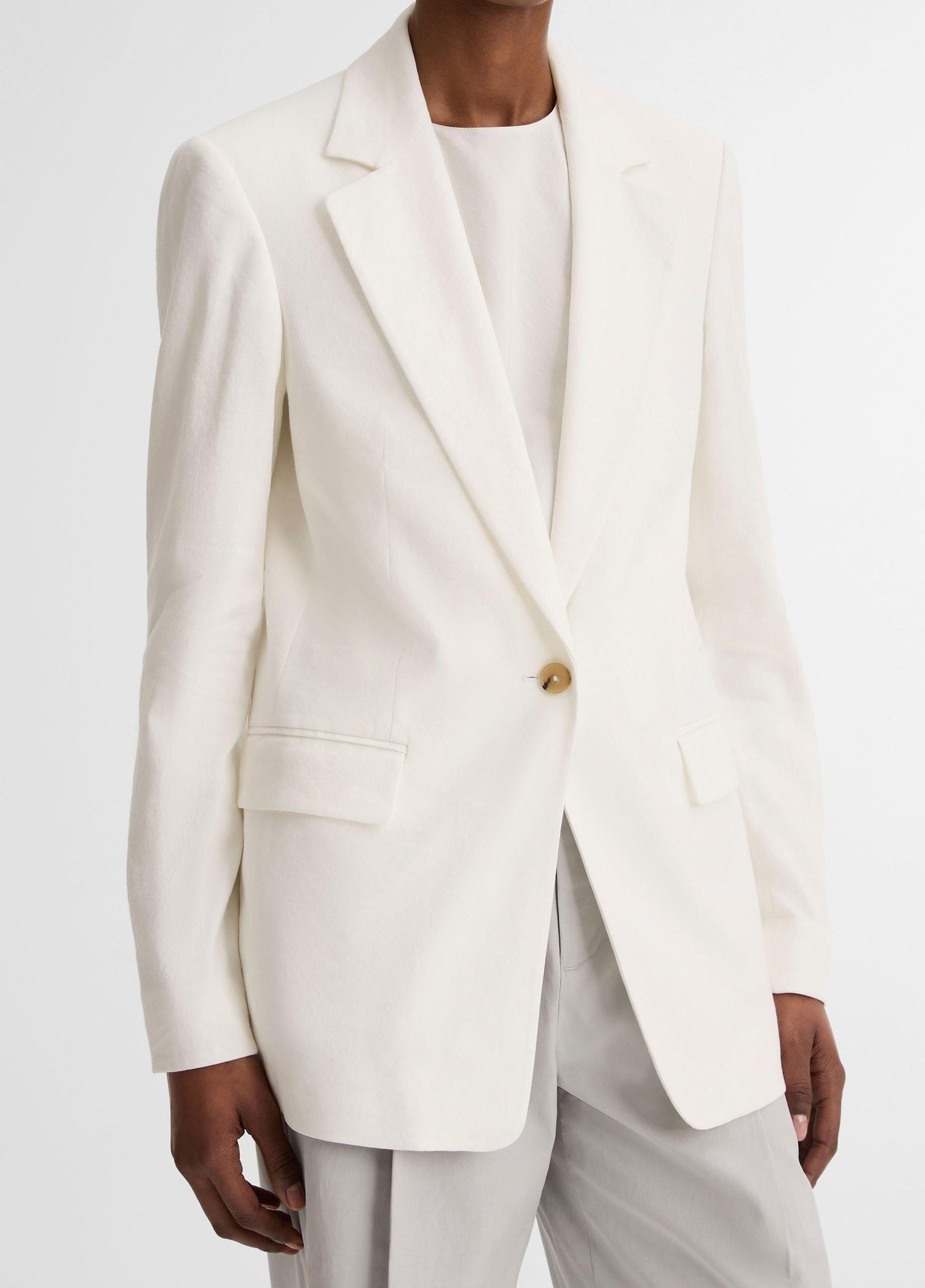 Linen-Blend Shrunken Blazer Product Image