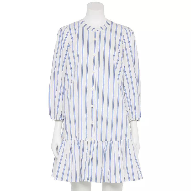 Women's Nine West Adaptive Blouson Sleeve Flutter Hem Mini Dress,  Product Image