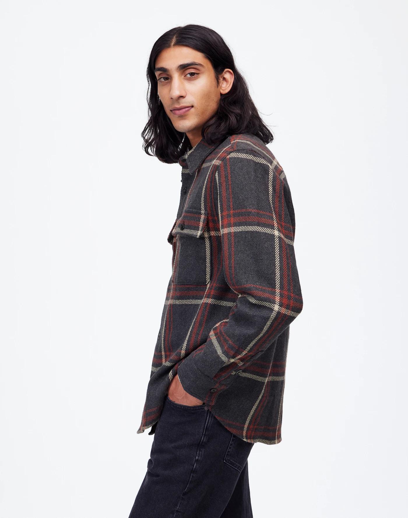 Brushed Easy Shirt-Jacket in Italian Fabric Product Image