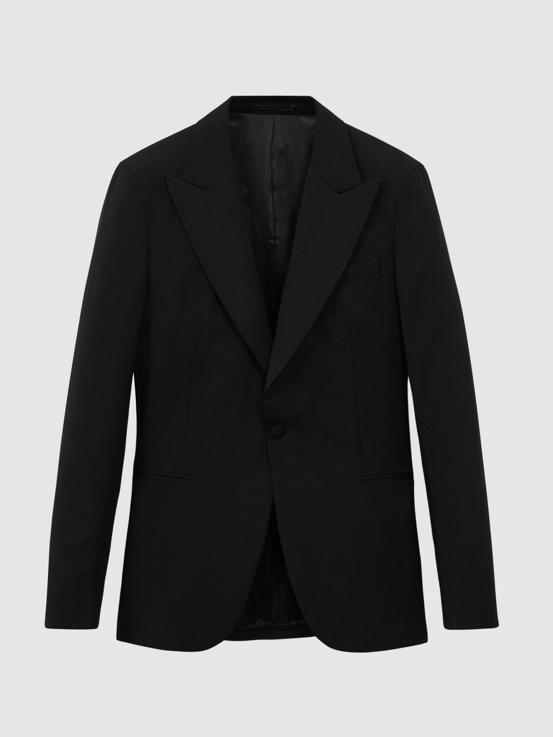Atelier Wool-Mohair Slim Fit Single Breasted Tuxedo Jacket in Black Product Image