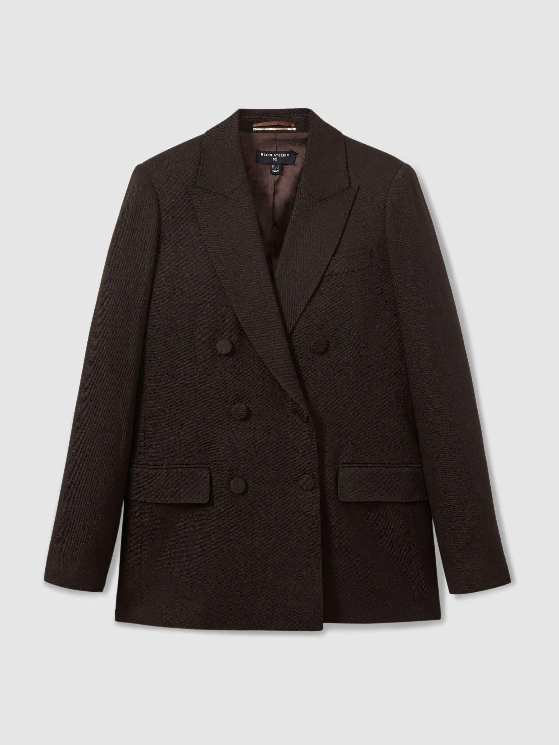 Atelier Double-Breasted Virgin-Wool Blend Suit Jacket in Chocolate Product Image
