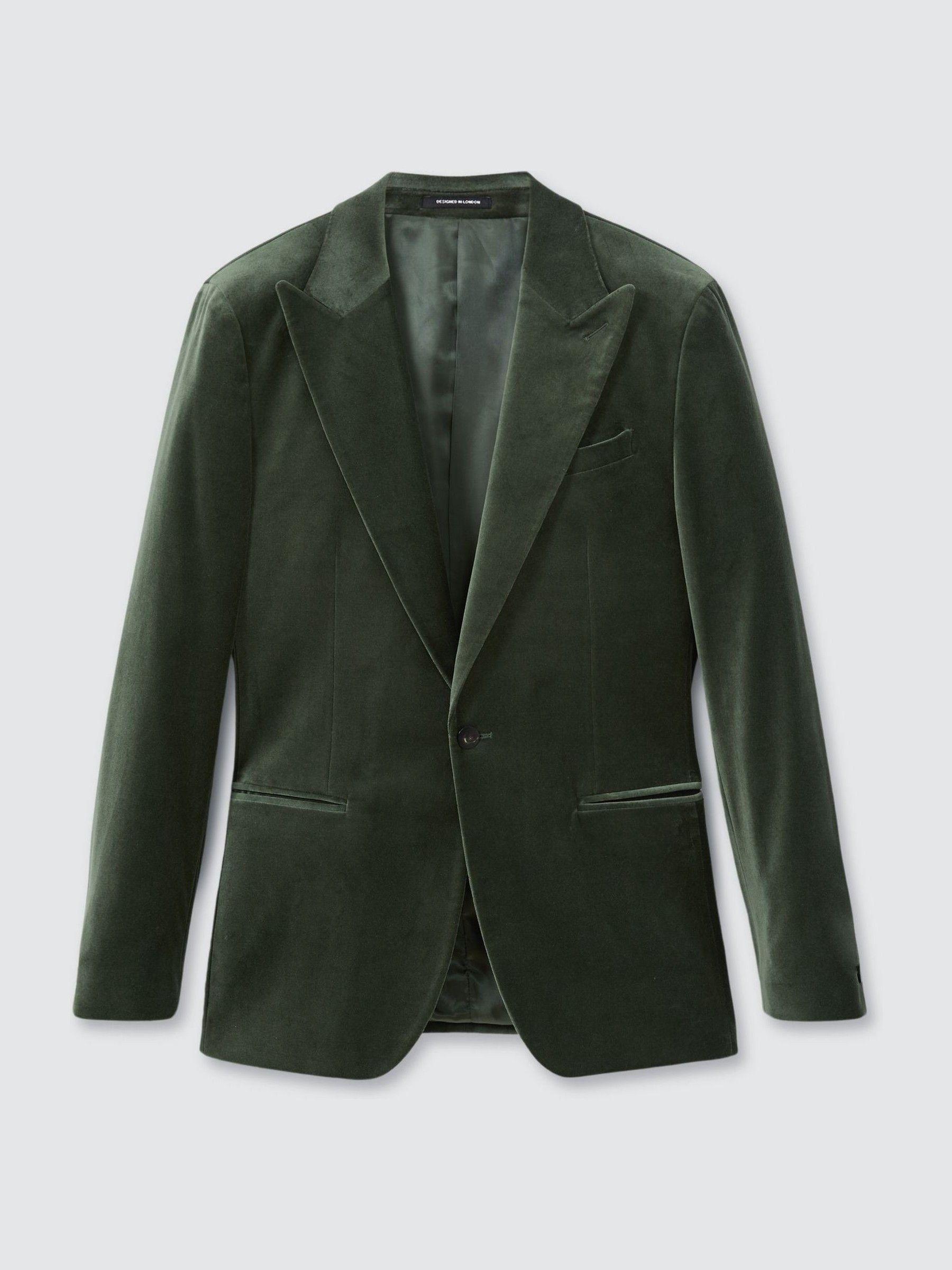 Velvet Single Breasted Blazer in Sage Green Product Image