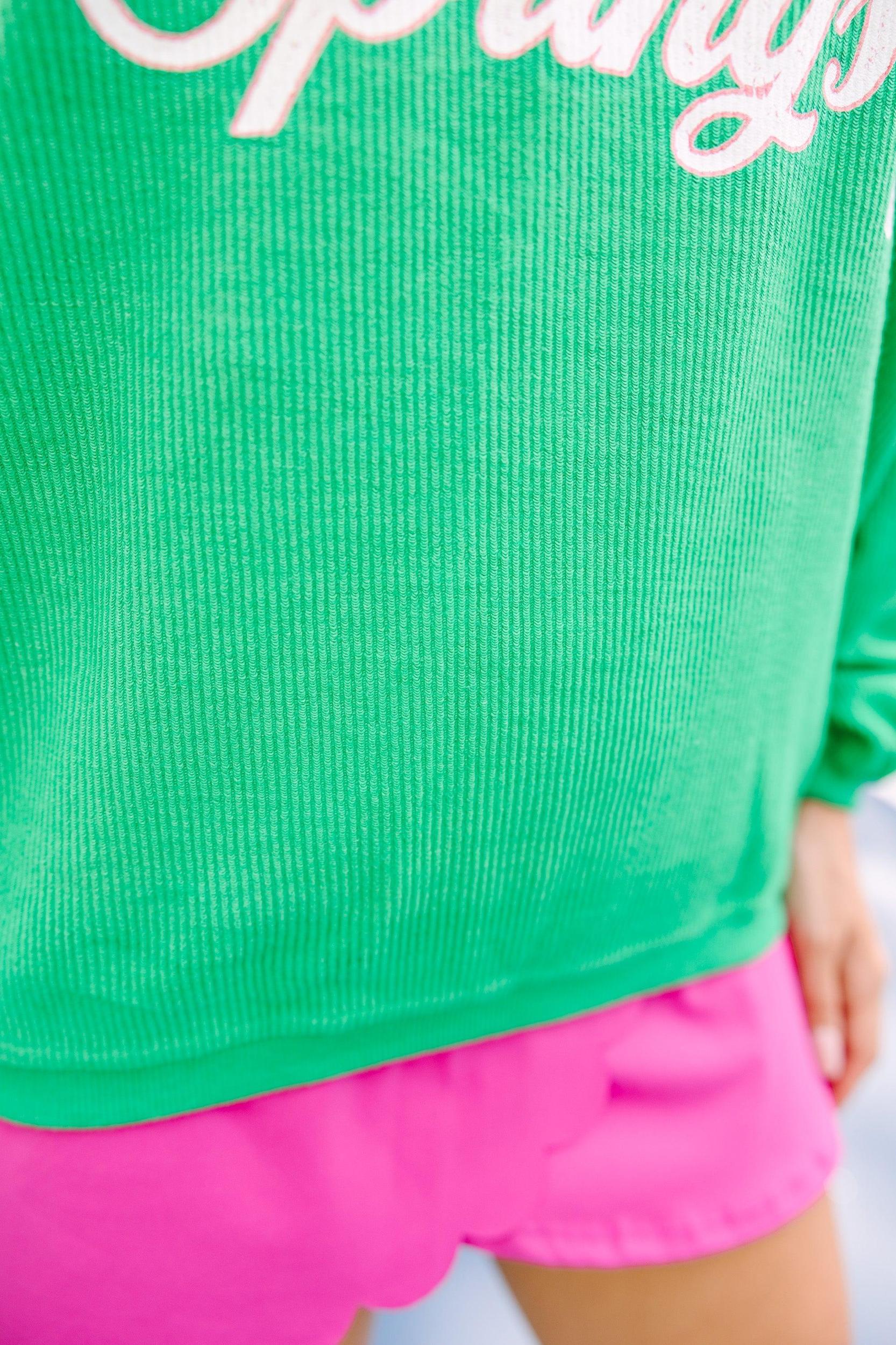 Palm Springs Kelly Green Graphic Corded Sweatshirt Female Product Image