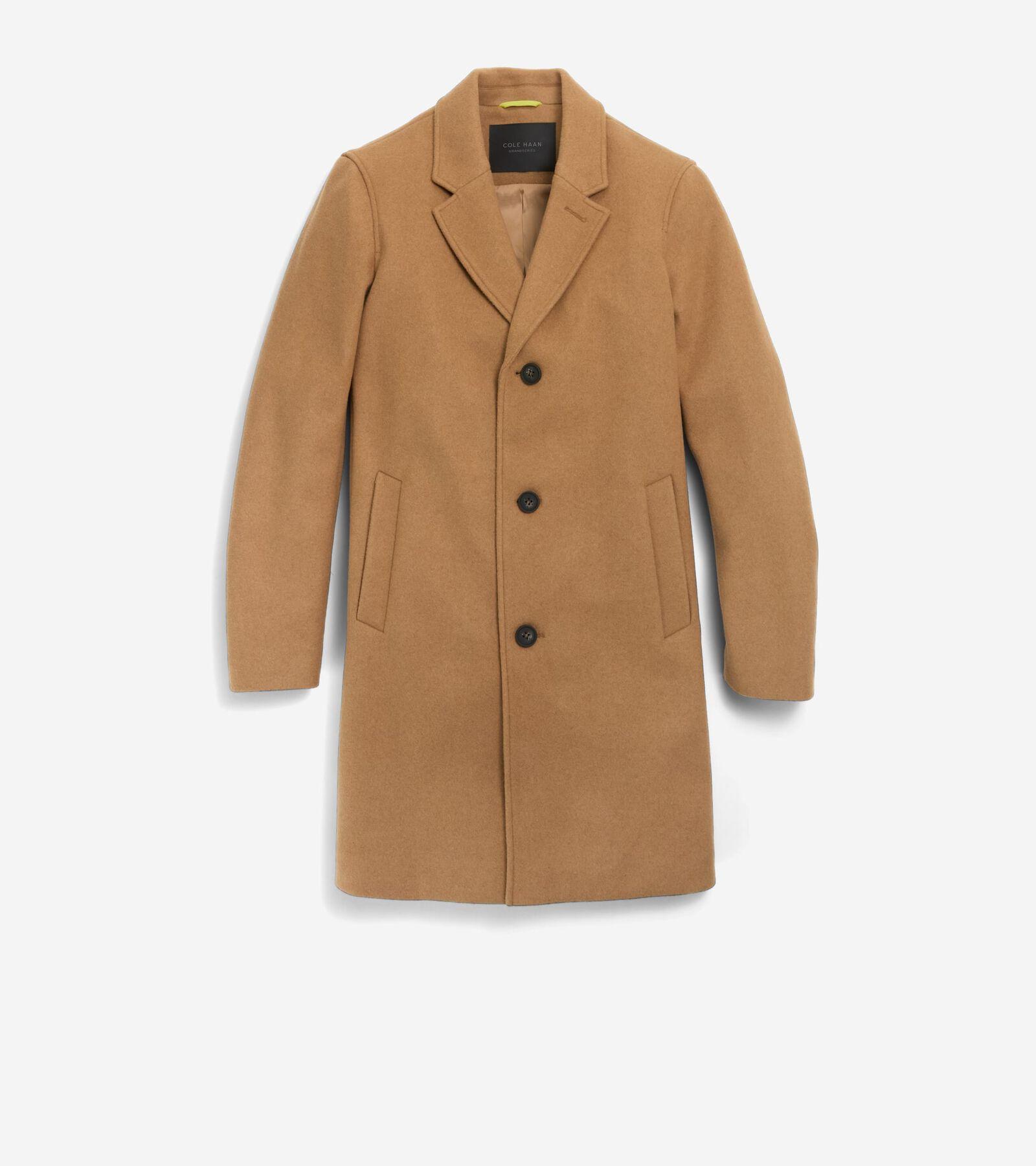 Cole Haan Mens Stretch Wool Top Coat - Beigeedium Product Image