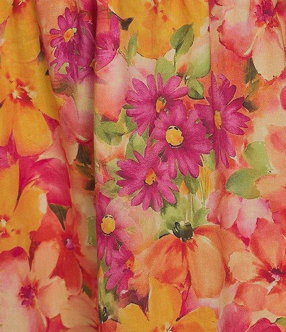 Skies Are Blue Plus Size Sleeveless Smock Top Floral Maxi Dress Product Image