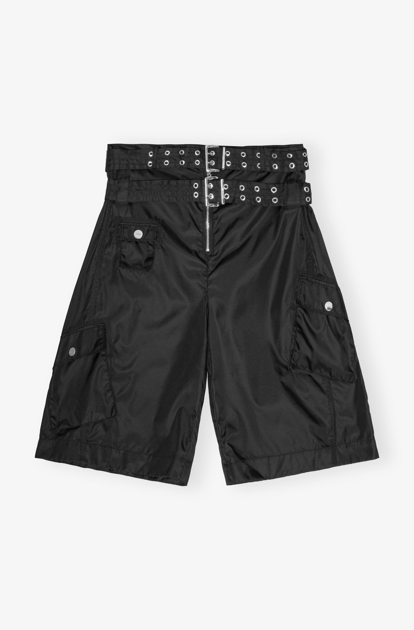 Black Duchesse Nylon Pocket Shorts Product Image