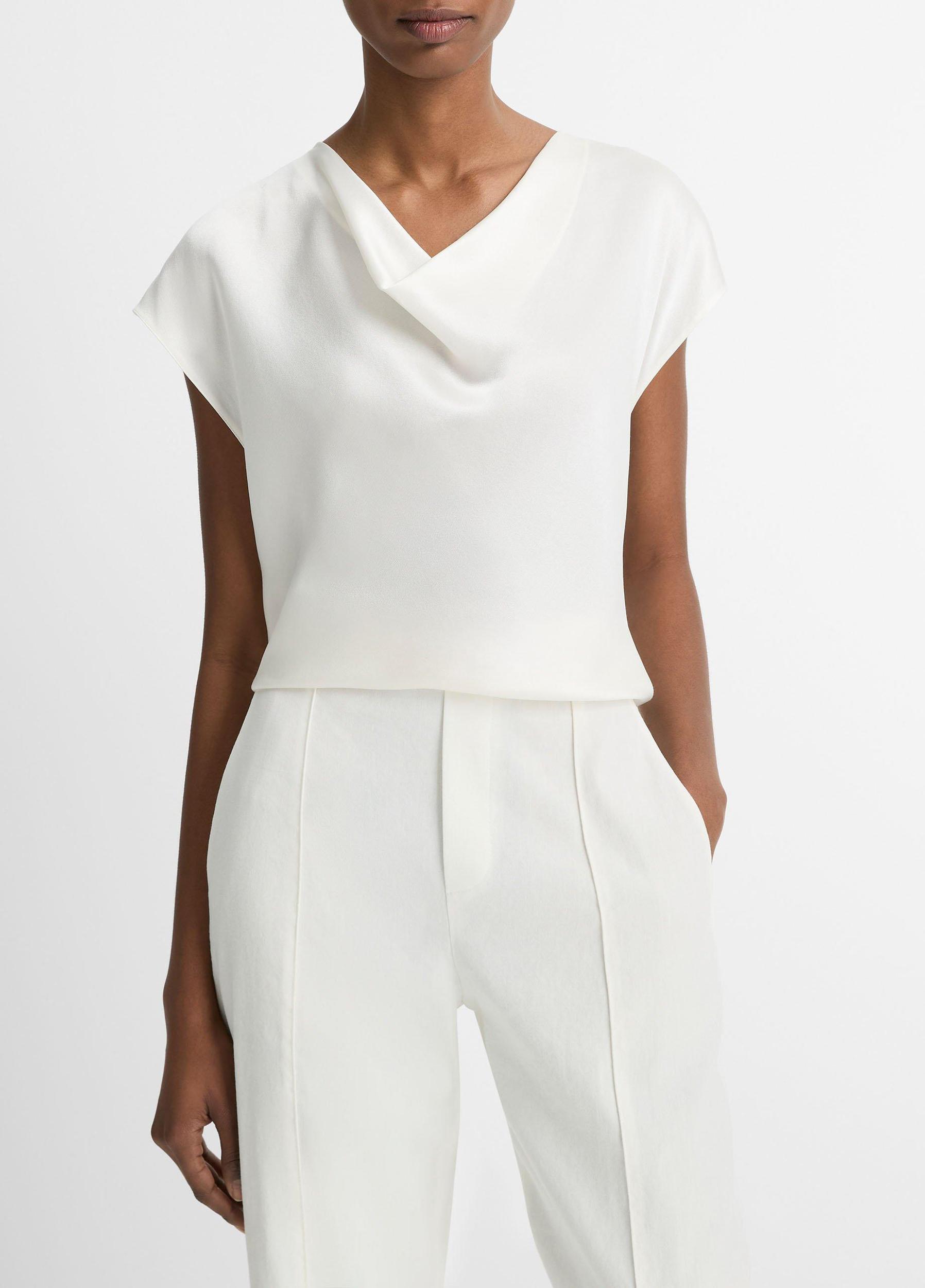 Silk Cowl-Neck Blouse Product Image