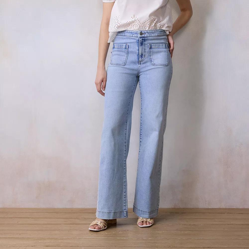 Women's LC Lauren Conrad Super High Rise Wide Leg Denim Trousers,  Product Image