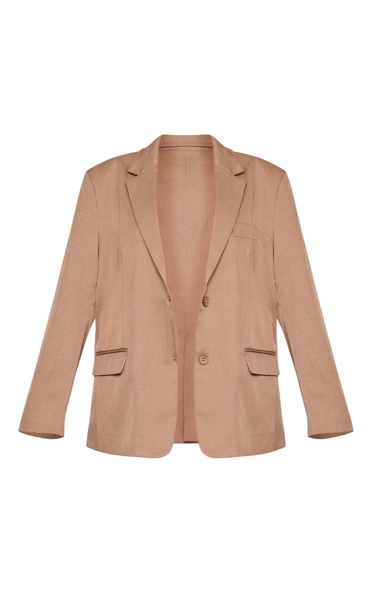 Petite Taupe Woven Oversized Blazer Product Image