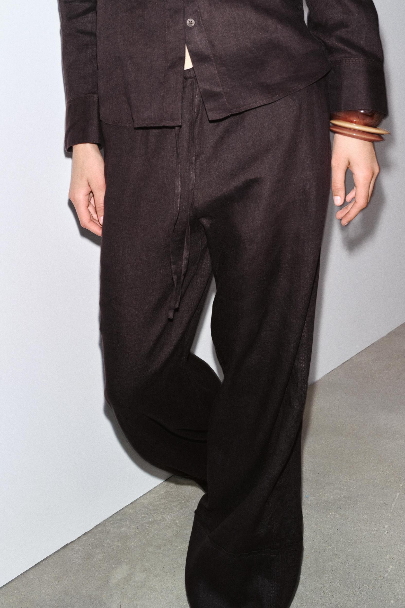 100% LINEN PALAZZO PANTS ZW COLLECTION Product Image