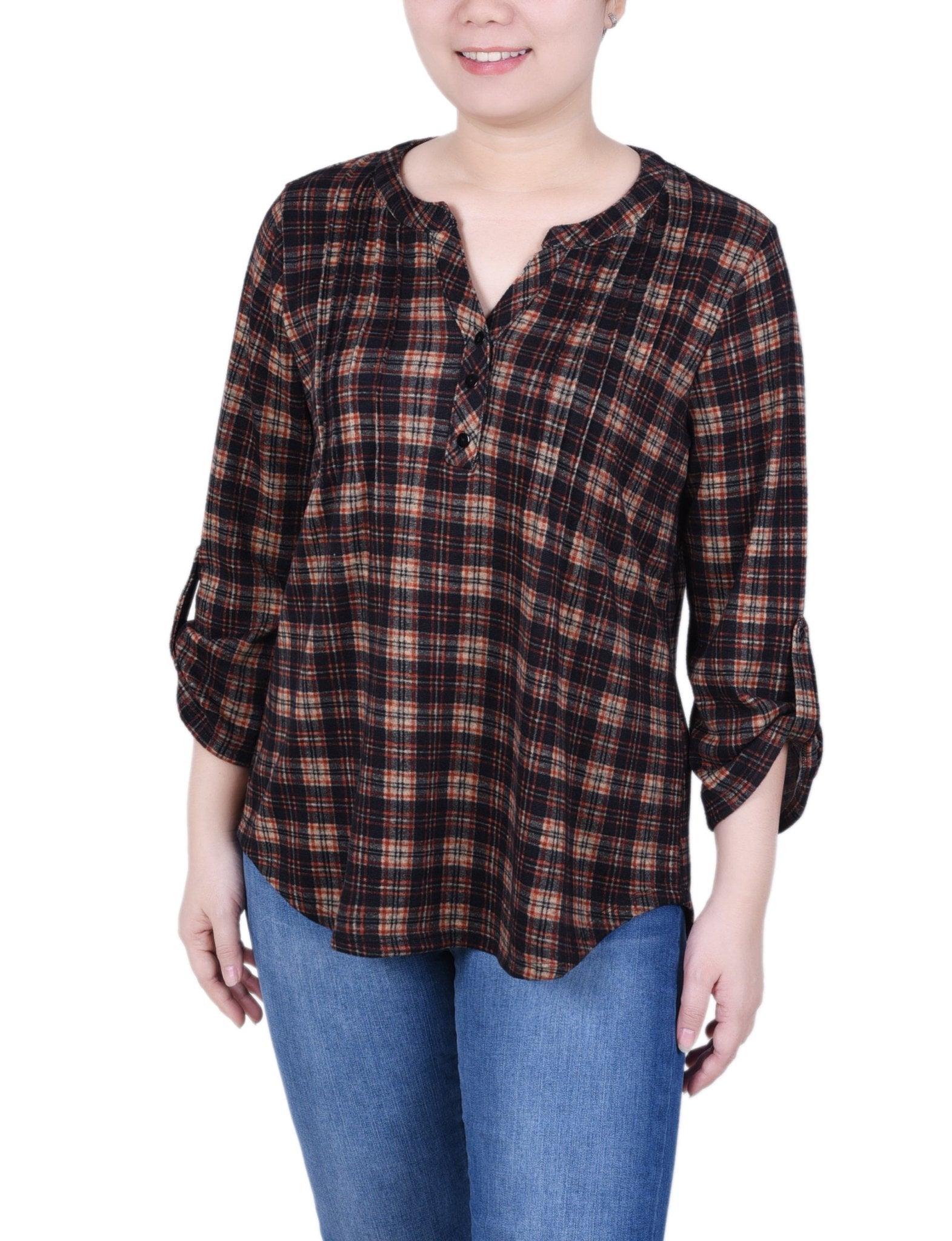 3/4 Length Roll Sleeve Top - Petite Product Image