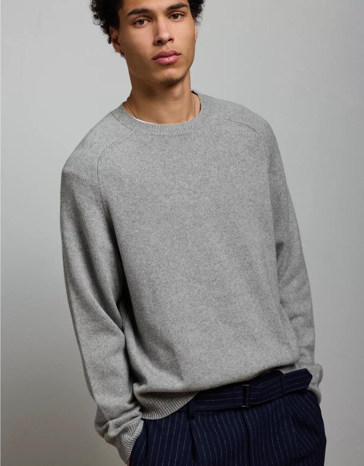 AE77 Premium Cashmere-Blend Crew Neck Sweater Product Image