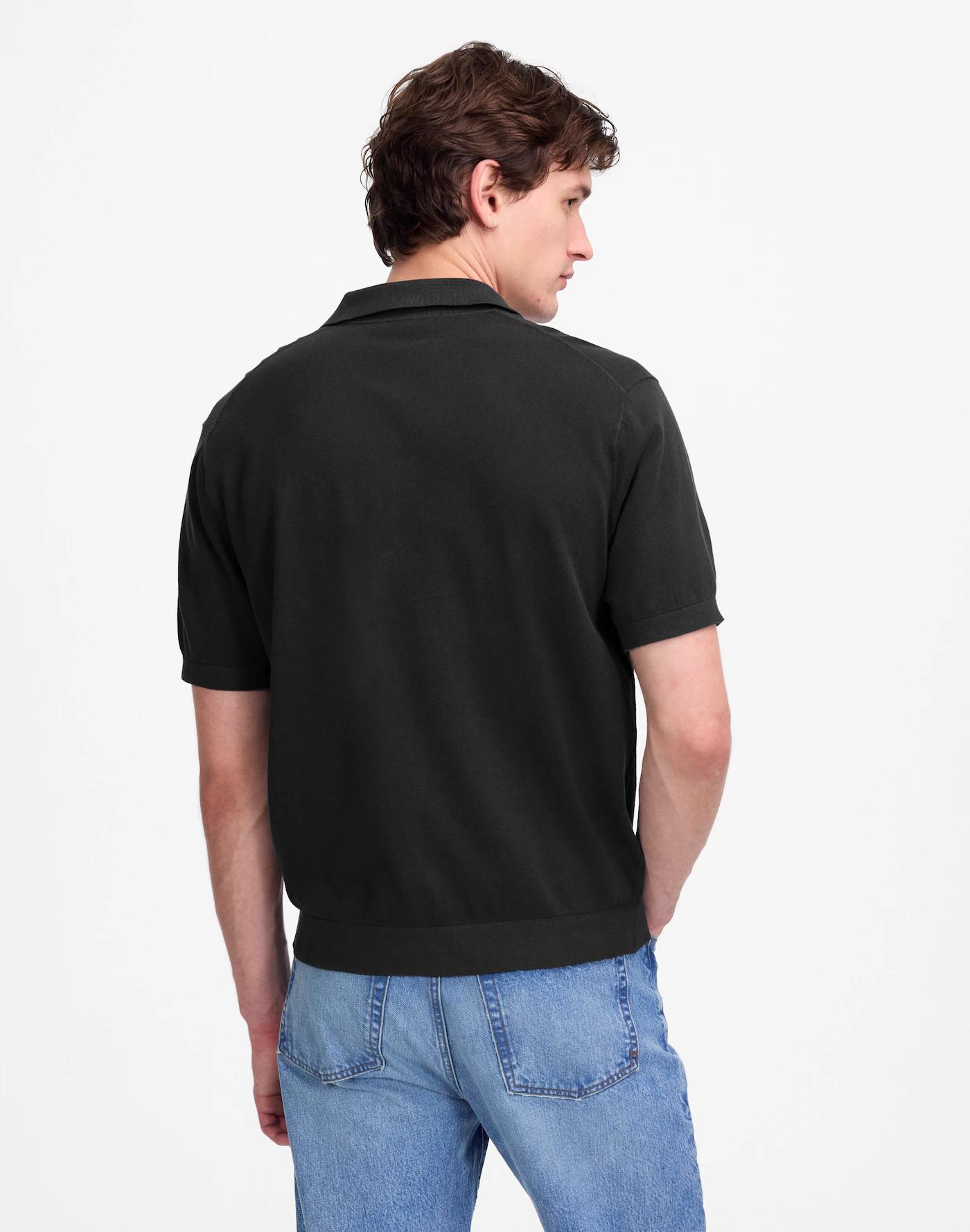 Three-Button Sweater Polo Shirt Product Image