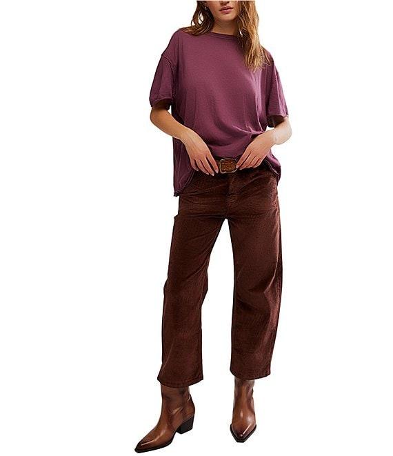 Free People Nina Short Sleeve Raw Edge Crew Neck Boxy Tee Shirt Product Image