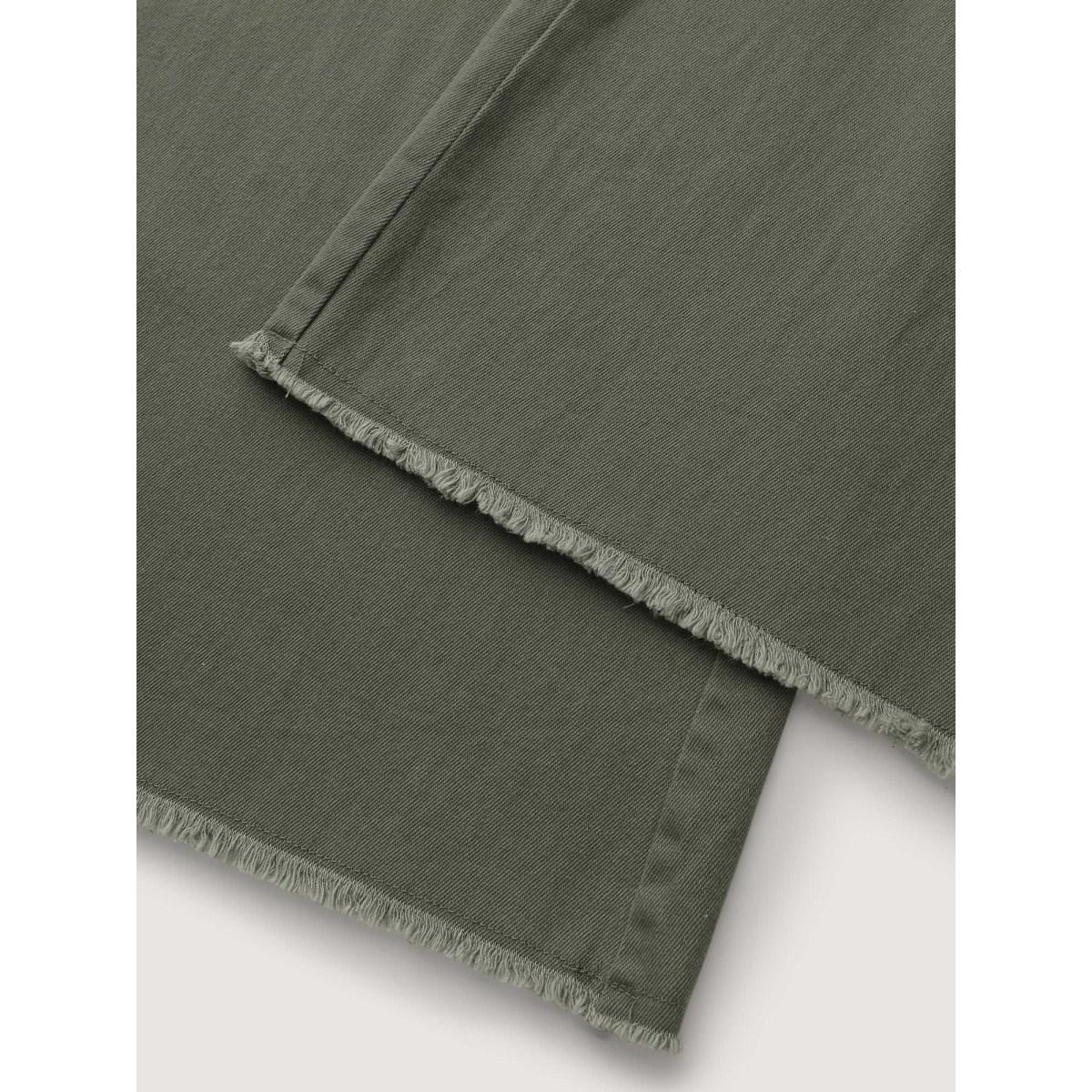 Plus Size Vintage Wash Flared Hem Bootcut Pants Women ArmyGreen Leisure Bodycon Mid Rise Casual Pants BloomChic 22-24/3X Product Image