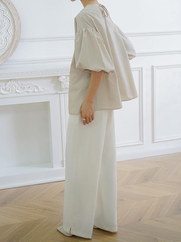 Half Sleeves Loose Solid Color V-Neck Blouses&Shirts Tops Product Image