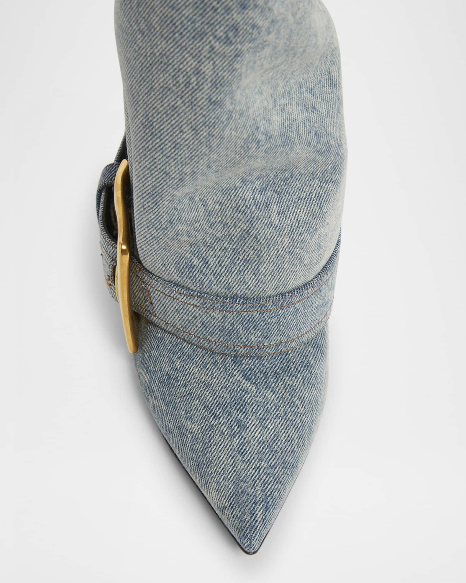 Anthem Washed Denim Buckle Knee-High Boots Product Image