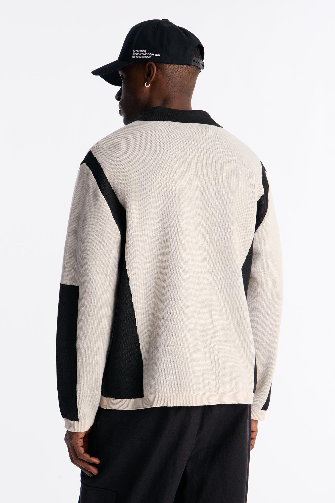 RM Moto Johnny Collar Sweater - Cream/combo Male Product Image
