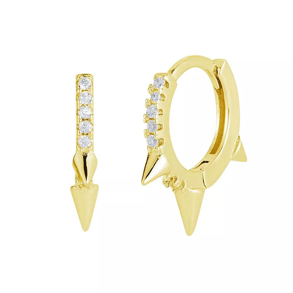 Sunkissed Sterling Cubic Zirconia Spike Hoop Earrings, Women's, Gold Tone Product Image