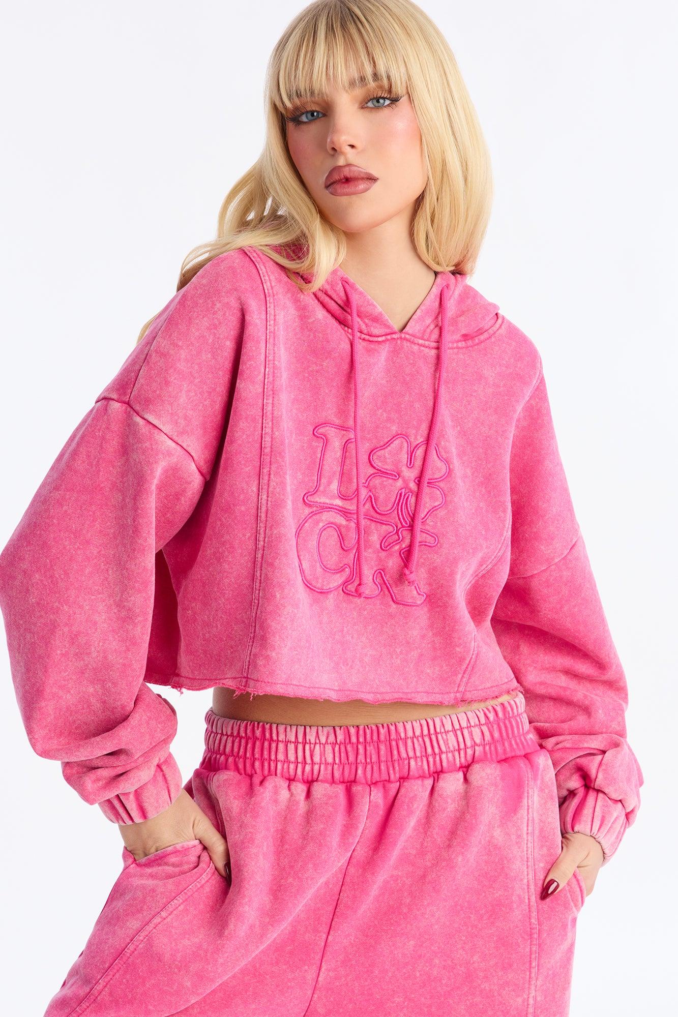 Get Lucky Washed Fleece Jogger Set - Pink Female Product Image