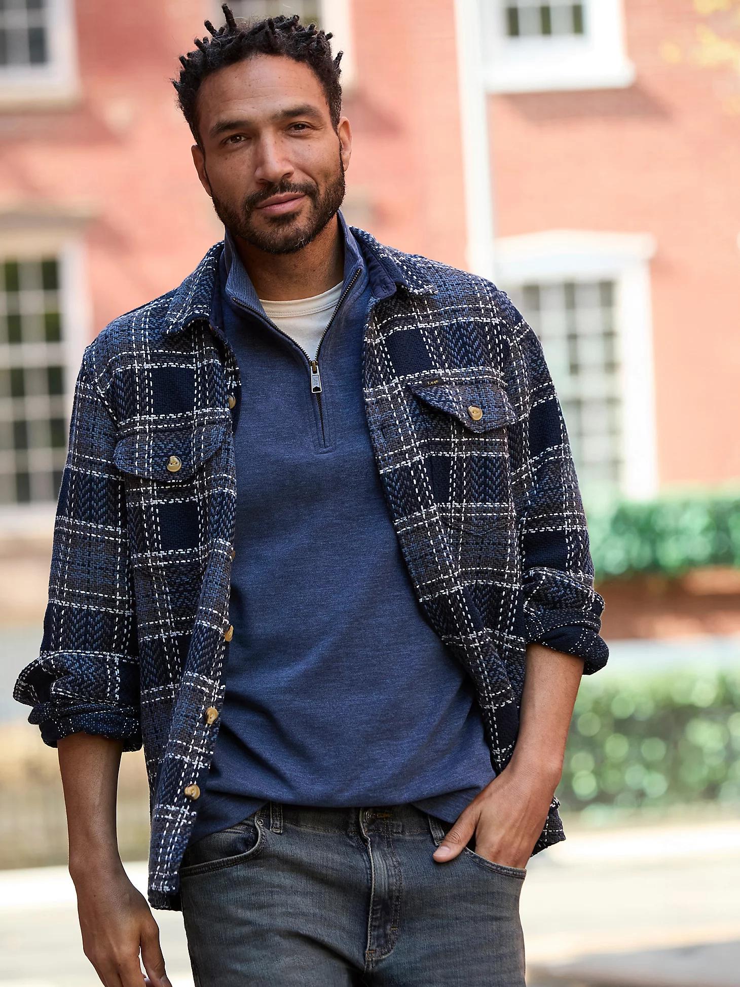 Men's Textured Plaid Overshirt | Men's Tops & Tees | Lee® Product Image