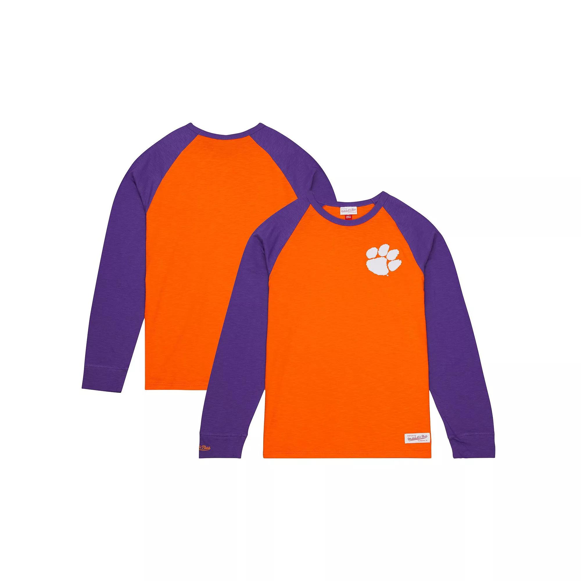 Men's Mitchell & Ness Orange Clemson Tigers Legendary Slub Raglan Long Sleeve T-Shirt,  Product Image