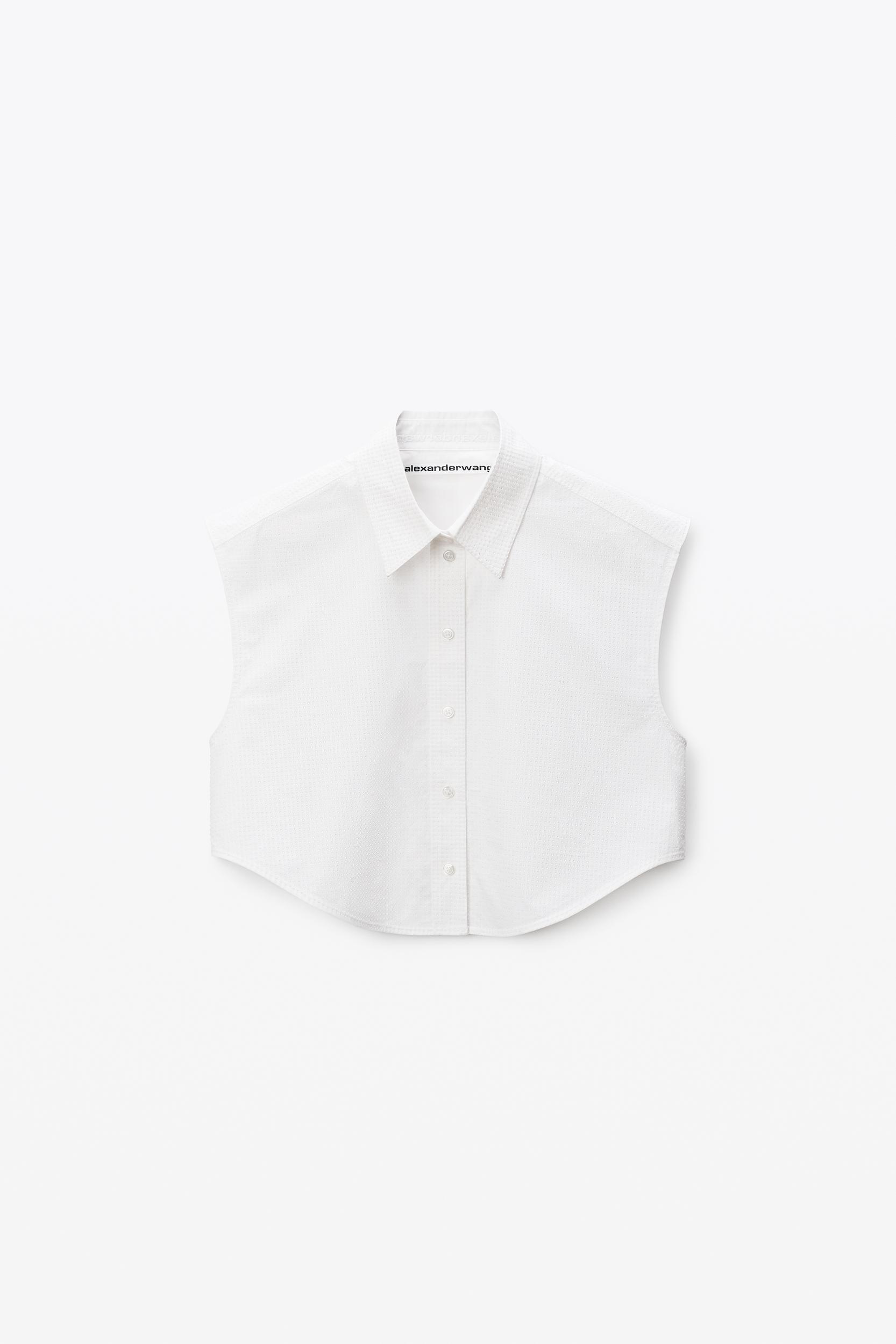 White Crystal Hotfix Cropped Shirt Product Image