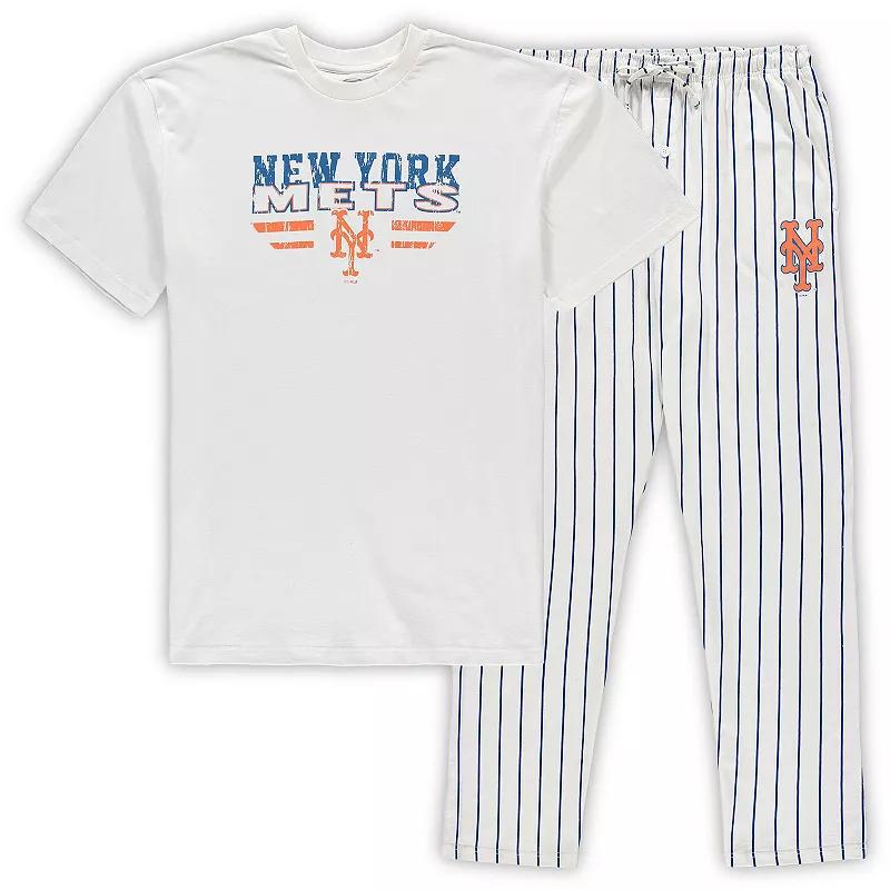 Men's Concepts Sport White/Royal New York Mets Big & Tall Pinstripe Sleep Set, Size: 4XLT Product Image