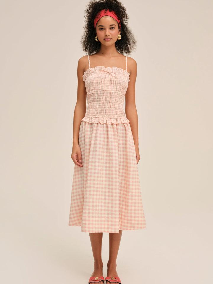 Petal Gingham Midi Dress — Pink Product Image