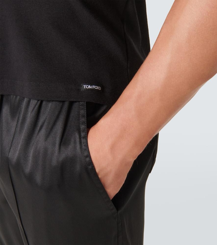 TOM FORD Black Basic Crewneck T-shirt With Tonal Stitching In Cotton Blend Man Product Image