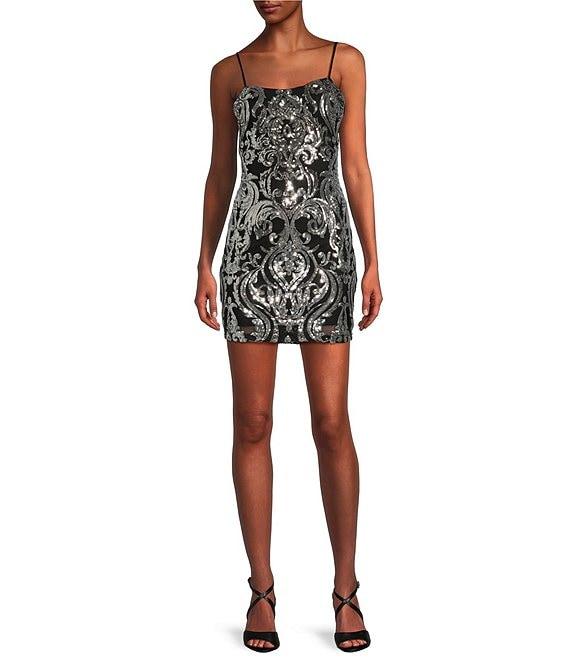 B. Darlin Sequin Spaghetti Straps Bodycon Dress Product Image