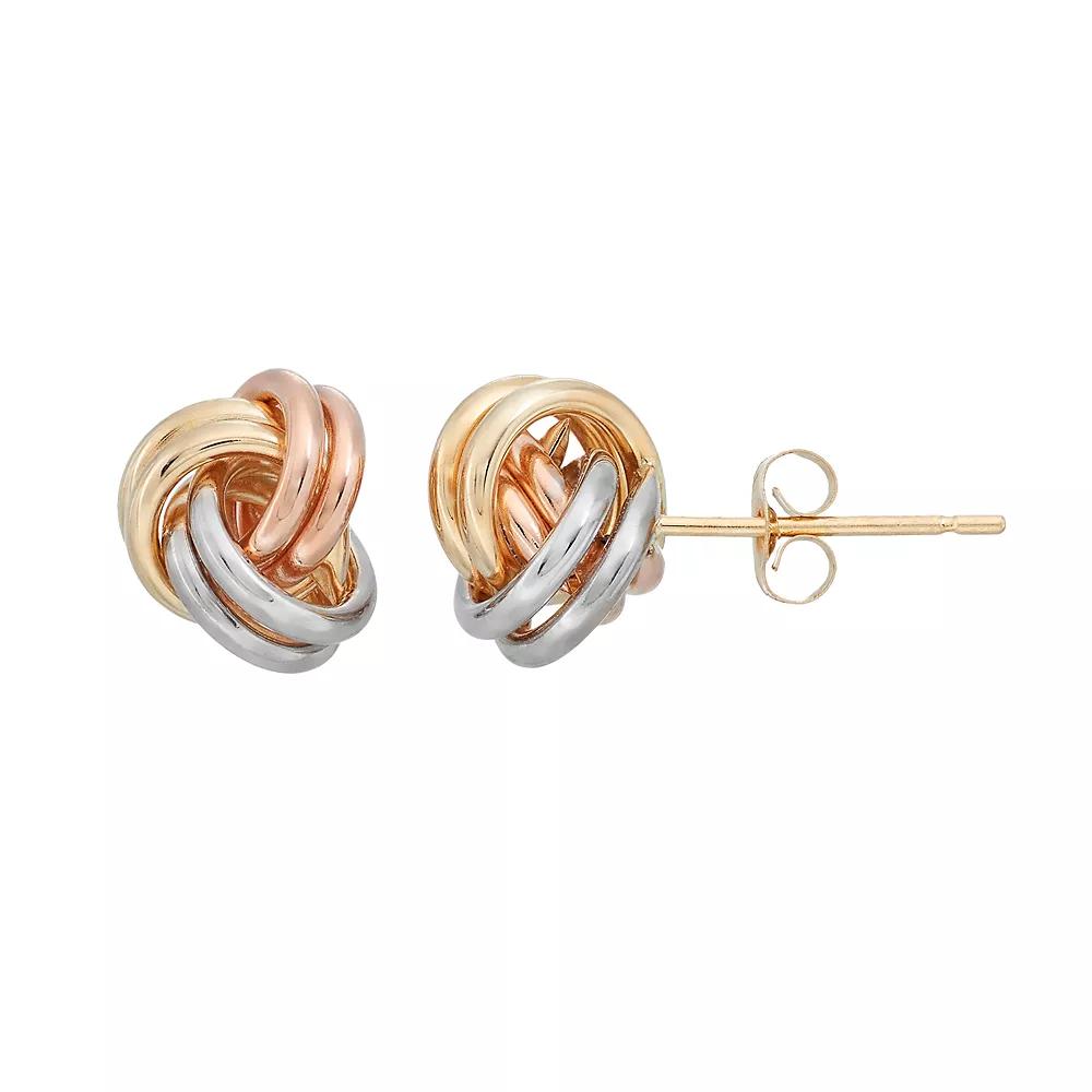 Forever 14K Tri Tone Love Knot Stud Earrings, Women's, 14k  Tn Product Image