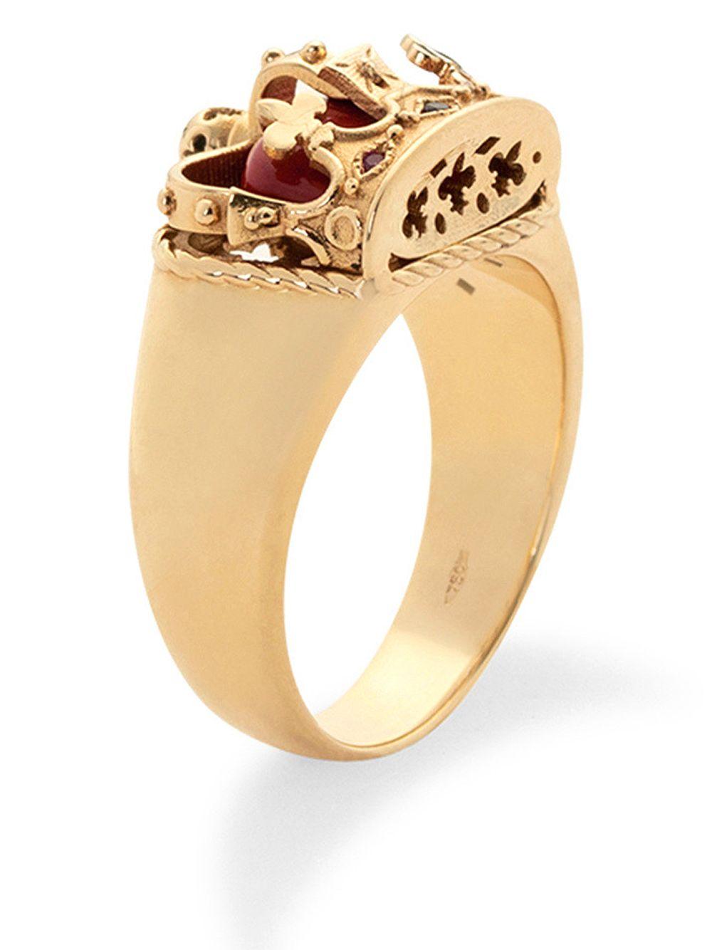 18K yellow gold Royal jasper, ruby and sapphire ring Product Image